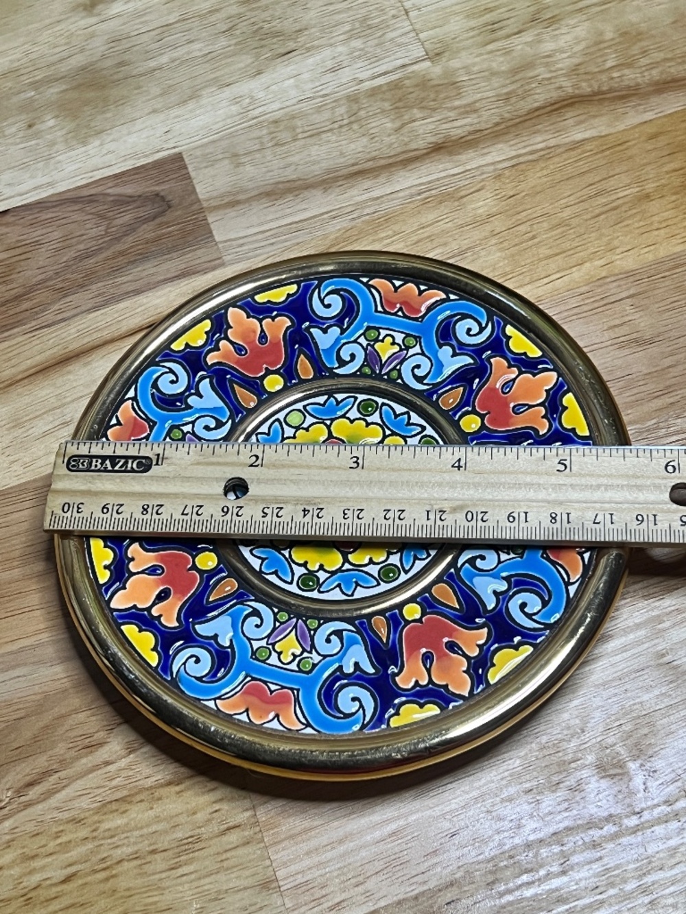 Cearco Spanish Decorative Wall Plate Hand Painted Enamels 24K Gold Foil Rim - Picture 8 of 11